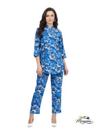 Blue Floral Kurti & Pant Co-Ord Set