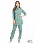 Teal Floral Kurti & Pant Co-Ord Set
