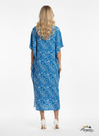 Royal Blue & White Abstract Swirl Kaftan