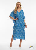 Royal Blue & White Abstract Swirl Kaftan