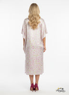 Pastel Heart Print Satin Kaftan