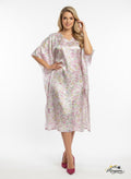 Pastel Heart Print Satin Kaftan