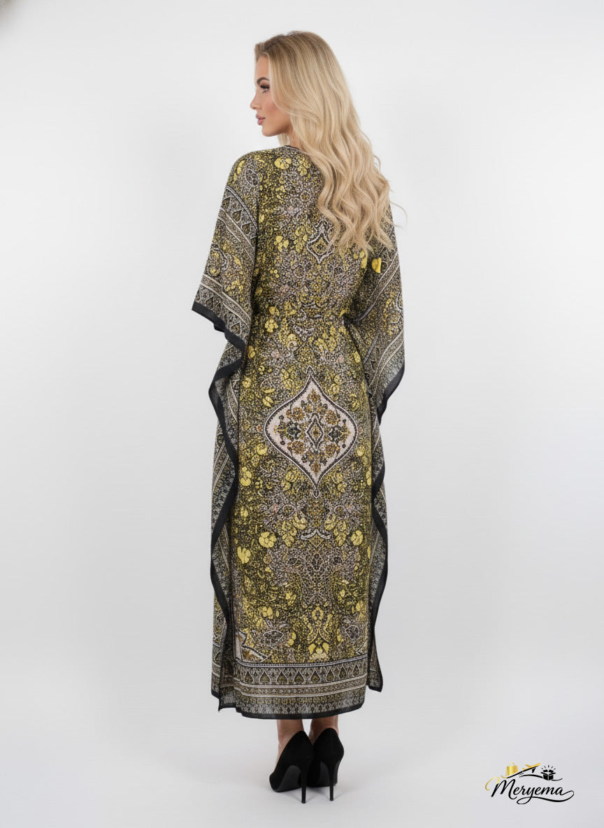 Yellow & Black Paisley Kaftan