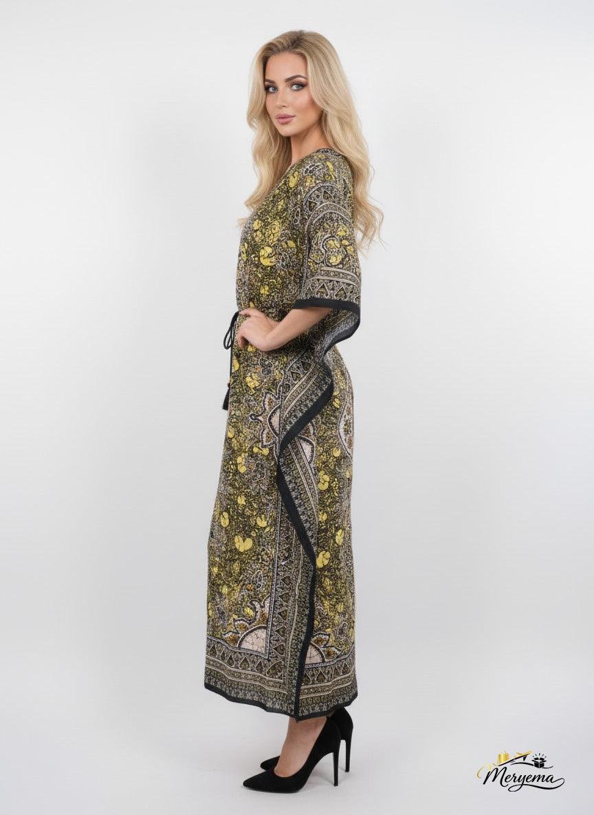 Yellow & Black Paisley Kaftan