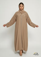 Taupe Nida Abaya with Silver Embellishment