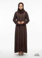 Cocoa Brown Chiffon & Satin Abaya
