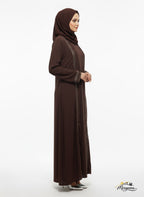 Cocoa Brown Chiffon & Satin Abaya