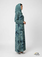 Teal & Seafoam Mineral Print Abaya