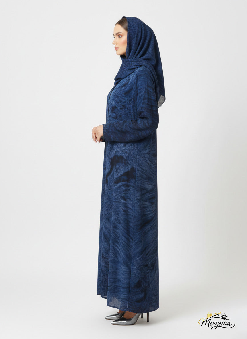 Dark Sapphire & Navy Marble Abaya