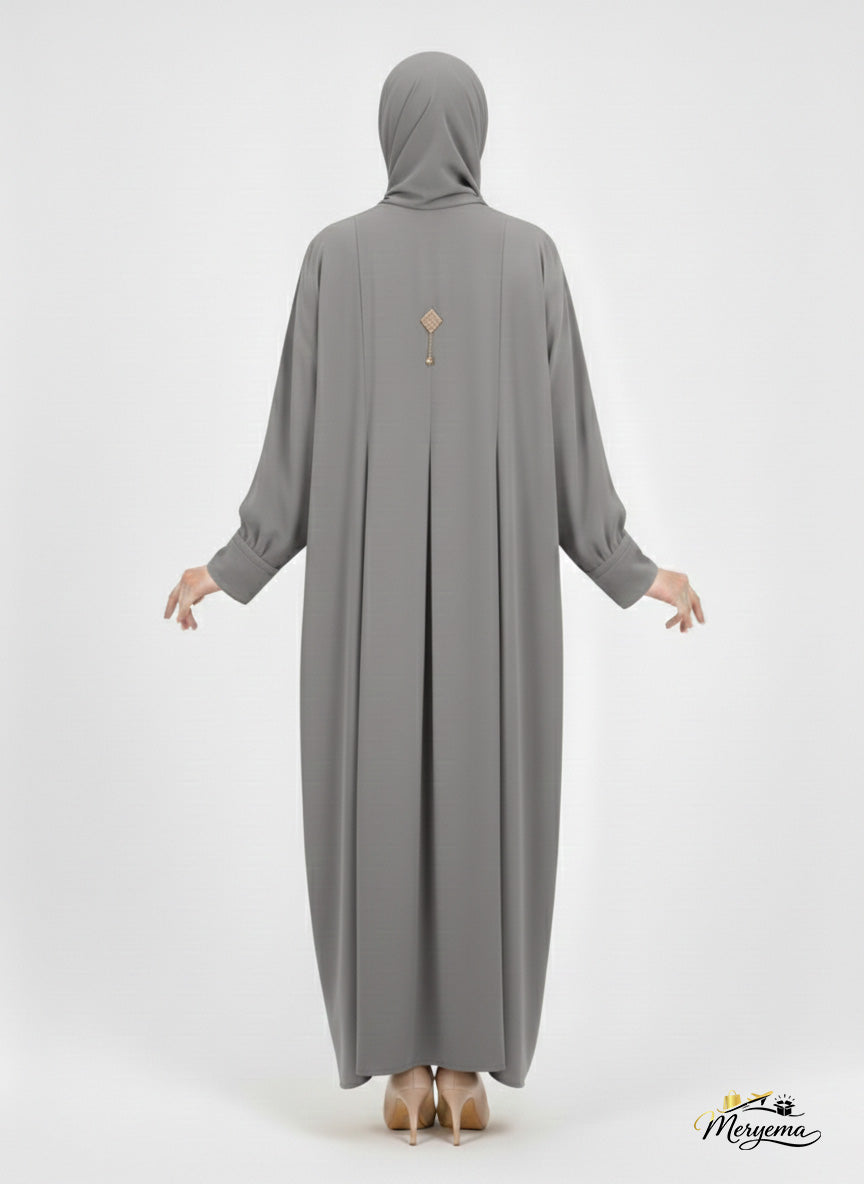 Slate Grey Minimalist Panel Abaya