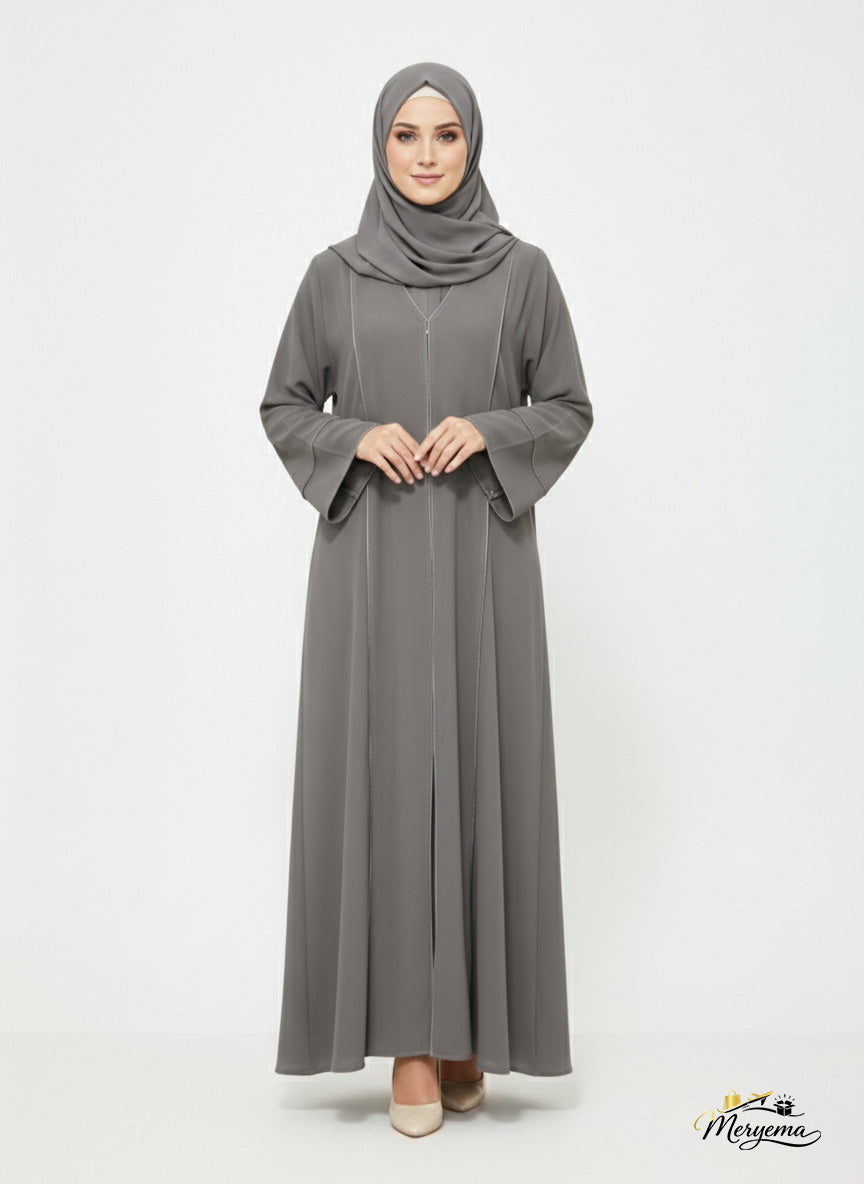 Slate Grey Minimalist Panel Abaya