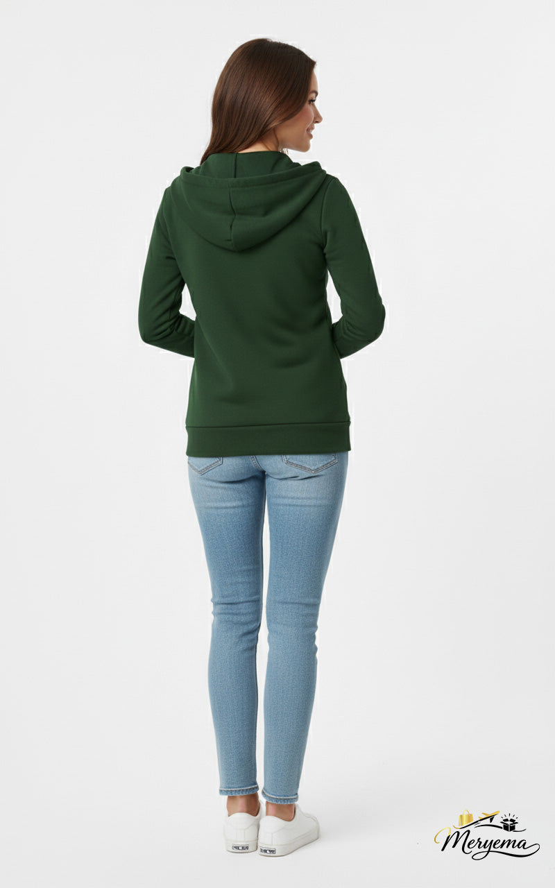 Dark Green 390 GSM Zip Hoodie