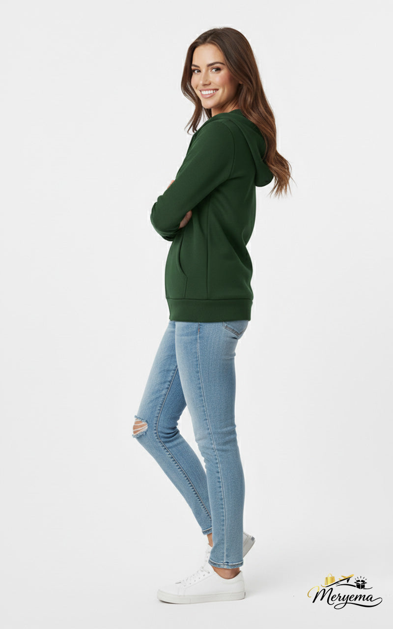 Dark Green 390 GSM Zip Hoodie