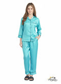 Teal Blue Satin Nightsuit