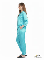 Teal Blue Satin Nightsuit