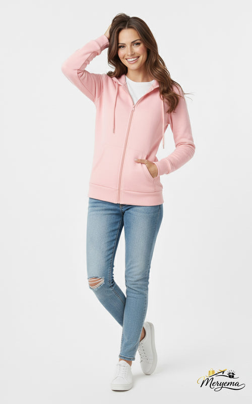 Baby Pink Heavyweight Zip Hoodie