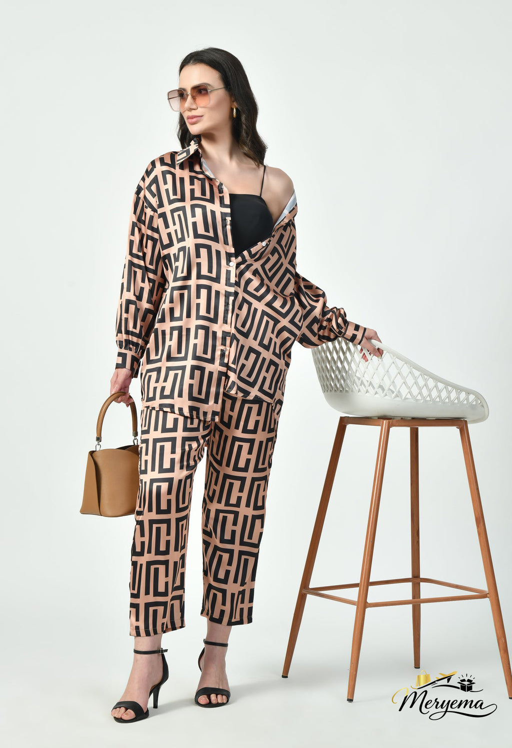 Geometric Satin Co-Ord Set