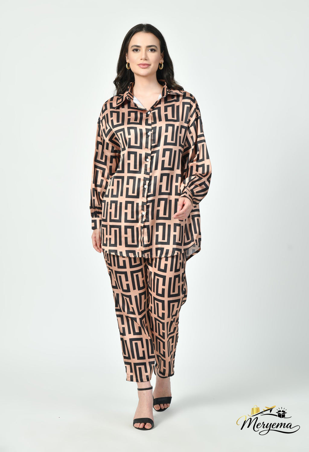 Geometric Satin Co-Ord Set
