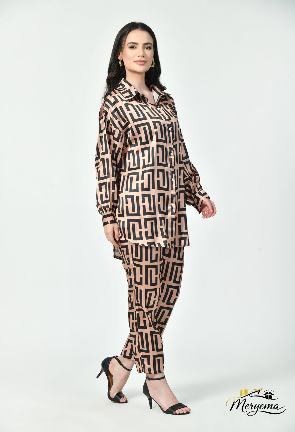 Geometric Satin Co-Ord Set