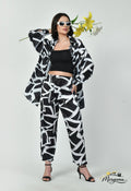 Black & White Abstract Satin Co-Ord Set