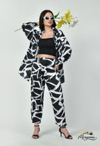 Black & White Abstract Satin Co-Ord Set