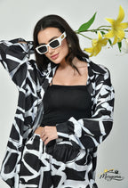 Black & White Abstract Satin Co-Ord Set