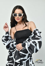 Black & White Abstract Satin Co-Ord Set
