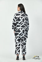 Black & White Abstract Satin Co-Ord Set