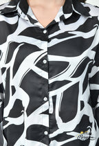Black & White Abstract Satin Co-Ord Set